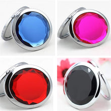 Load image into Gallery viewer, Double Compact Cosmetic Makeup Round Pocket Purse Magnification Jewel Mirror
