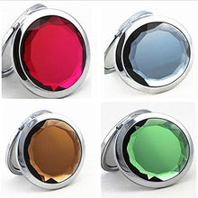 Load image into Gallery viewer, Double Compact Cosmetic Makeup Round Pocket Purse Magnification Jewel Mirror
