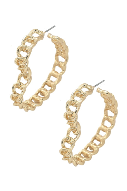 Heart Chain Link Hoop Style Earrings