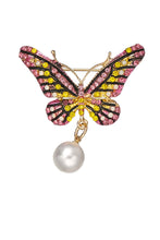 Load image into Gallery viewer, Butterfly Rhinestone And Pearl Brooch
