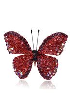 Load image into Gallery viewer, Red And Rhinestone Butterfly Brooch Pendants
